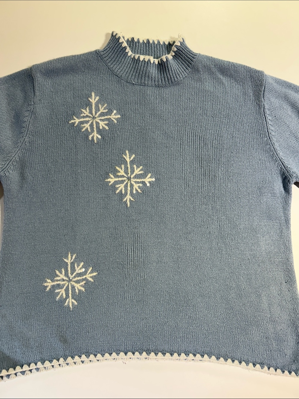 Christopher Banks sweater  blue  w snowflakes large ugly Christmas sweater